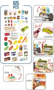 DUŻY SUPERMARKET SKLEPIK XXL SKLEP KASA WÓZEK STRAGAN DŹWIĘKI AKCESORIA 7