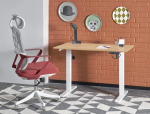 Biurko B53 białe/dąb artisan z regulacją wysokości HALMAR 8