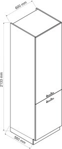 Szafka pod zabudowę lodówki 60 ADELE D60 LO P/L 2133 biała mat STOLKAR 7