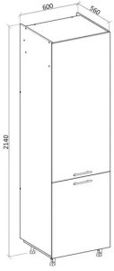 Szafka do zabudowy lodówki 60 VENTO DL-60/214 antracyt HALMAR 2