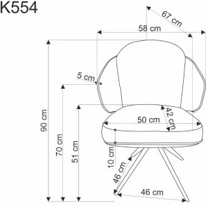 Krzesło tapicerowane K554 szare obracane HALMAR 5
