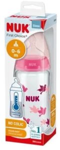 Butelka szklana 240 ml FC+ ze wskaź. temp. silikon 1M róż 745121 Nuk 1