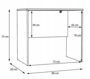 DESK DBBB111-120 80X50X75CM WHITE 5