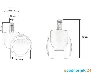 Kółka do foteli Ikea krzesła fi.10/fi. 50 mm 5szt. 2