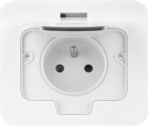Hermetyczne gniazdo elektryczne prostokątne, IP55, 1x2P+Z(French), białe 1