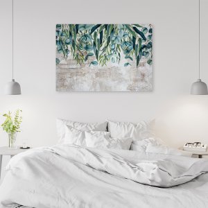 Feeby obraz na płótnie Zielone liście na betonowym tle 90x60 large 2