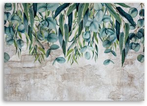 Feeby obraz na płótnie Zielone liście na betonowym tle 90x60 large 3