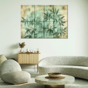 Feeby obraz na płótnie pędy rośliny i kwiaty pastelowe tło 60x40 medium 2