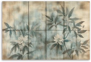 Feeby obraz na płótnie pędy rośliny i kwiaty pastelowe tło 60x40 medium 3