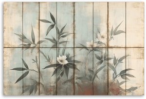 Feeby obraz na płótnie pędy rośliny i kwiaty pastelowe tło 60x40 medium 3