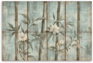 Feeby obraz na płótnie pędy bambusa z kwiatami na tle z fakturą 60x40 medium 3