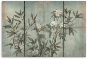 Feeby obraz na płótnie pędy bambusa z kwiatami na tle z fakturą 60x40 medium 3