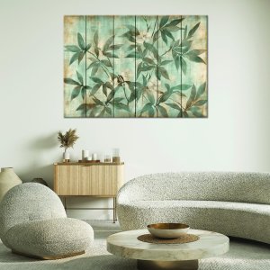 Feeby obraz na płótnie liście i łodygi na pastelowym tle 60x40 medium 2