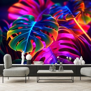 Feeby Fototapeta Monstera fluorescencyjne liście 450x315 xxl 2