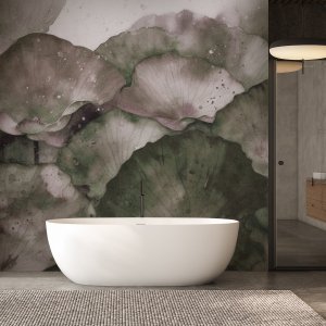 Feeby Fototapeta Liście lotosu akwarela 450x315 xxl 2