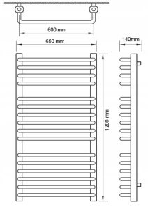 Grzejnik łaz. WEST W20/60 EDAN 950W 1200/650 4