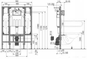 Stelaż podtynkowy dla niepełnosprawnych Stelaż AM101/1300H Alcaplast 2