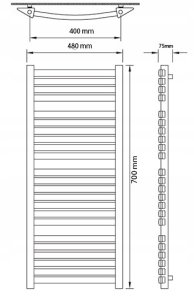 Grzejnik łazienkowy Edan Budnik Grzejnik łaz. TURAN T15/40 EDAN 700/480 6