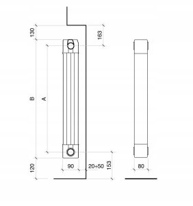Grzejnik dekoracyjny GARDA S90/1600 (3 żeberka) (S) 4