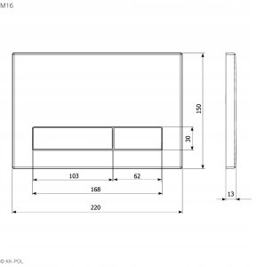 Płytka przycisków M16 płaski, zlicowany z powierzchnią płytek; Czarny mat 3
