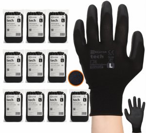 Rękawice Robocze MERCATOR Tech Black+Black PU - 120 Par (10 - XL) 12
