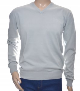 Sweter męski z kaszmiru i wełny merynosów kaszmirowy w szpic XL szary 213 1