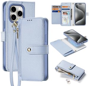 Etui skórzane Dux Ducis Lawa na iPhone 15 Pro Max - niebieskie 1