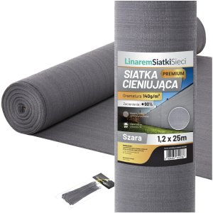 SIATKA CIENIUJĄCA 90% MASKUJĄCA 1,2x25m OSŁONA NA PŁOT OGRODZENIE SZARA +UV 1