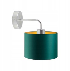 Srebrno-szary kinkiet glamour AURORA GOLD lampa do sypialni LED z tkaninowym abażurem ze złotym wnętrzem 11