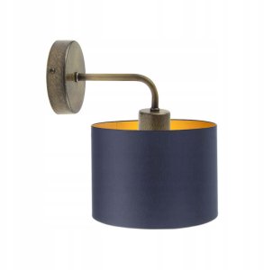 Srebrno-szary kinkiet glamour AURORA GOLD lampa do sypialni LED z tkaninowym abażurem ze złotym wnętrzem 5