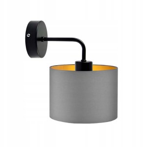 Srebrno-szary kinkiet glamour AURORA GOLD lampa do sypialni LED z tkaninowym abażurem ze złotym wnętrzem 8