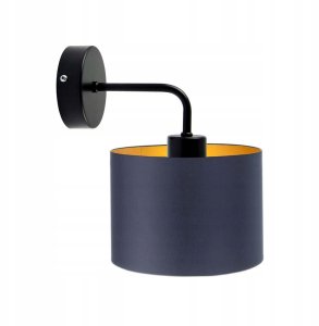 Srebrno-szary kinkiet glamour AURORA GOLD lampa do sypialni LED z tkaninowym abażurem ze złotym wnętrzem 10