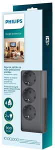 Listwa zasilająca Philips przeciwprzepięciowa 4 gniazda 2 m czarna (SPN3140A/58) 2