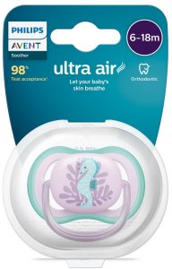 Philips Avent smoczek Ultra Air Deco seahorse 6-18M (1 gab) dla dziewczynek SCF086/06 2