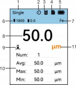 MIERNIK GRUBOŚCI POWŁOKI LAKIERU STAL ALUMINIUM SONDA PRZEWODOWA LCD USB-C 11