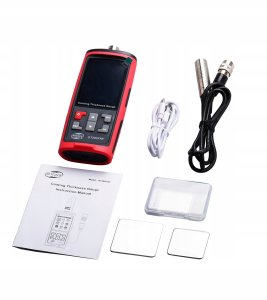 MIERNIK GRUBOŚCI POWŁOKI LAKIERU STAL ALUMINIUM SONDA PRZEWODOWA LCD USB-C 8