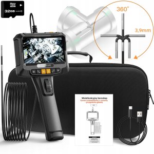 ENDOSKOP INSPEKCYJNY OBROTOWY 360 LED EKRAN 32GB SD IP67 1m KAMERA 3.9mm 1