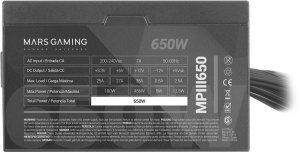Mars Gaming MPIII650 Power Supply  ATX 650W 3