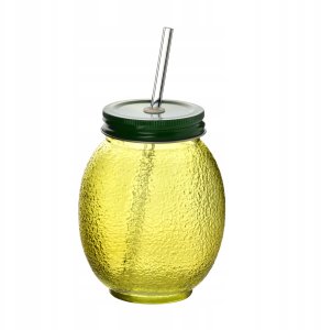 MODERN KITCHEN Szklany kubek ze szklanąsłomką 550ml 6,5x10x13cm 1