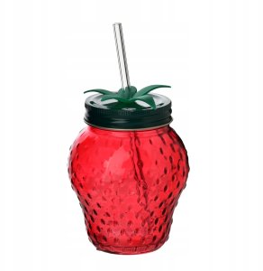 MODERN KITCHEN Szklany kubek ze szklanąsłomką 450ml 6,5x9,5x12,5cm 1