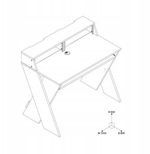 Biurko Reloop Czarne 102 cm x 65 cm 9