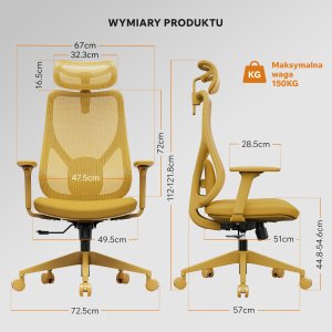 Krzesło biurowe SENSE7 Moyo Żółte 3