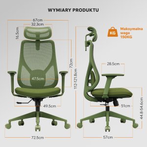 Krzesło biurowe SENSE7 Moyo Zielone 3