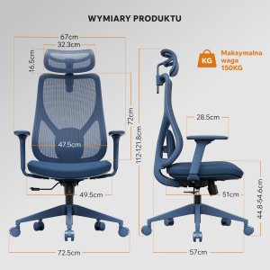 Krzesło biurowe SENSE7 Moyo Niebieskie 3