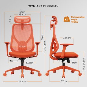 Krzesło biurowe SENSE7 Moyo Pomarańczowe 3