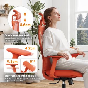 Krzesło biurowe SENSE7 Moyo Pomarańczowe 5