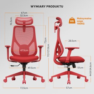 Krzesło biurowe SENSE7 Moyo Czerwone 3