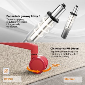 Krzesło biurowe SENSE7 Moyo Czerwone 7