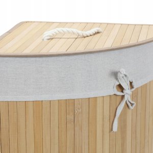 Narożny kosz na pranie z pokrywą, bambus, 60 l 2