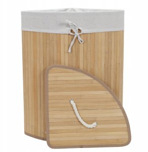 Narożny kosz na pranie z pokrywą, bambus, 60 l 3